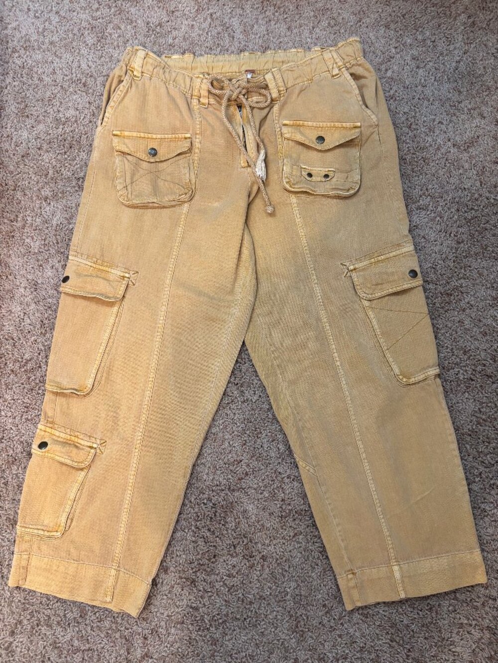 Free People Tahiti Pull On Cargo Pants in Yellow - Picture 3 of 7